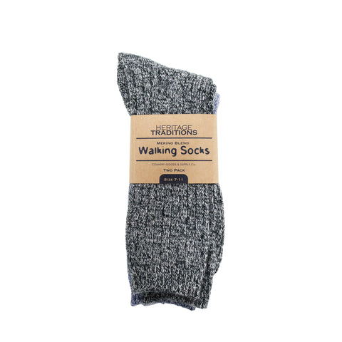 Merino mix  Walking Sock - Melange 2 pack Grey/Blue Marl